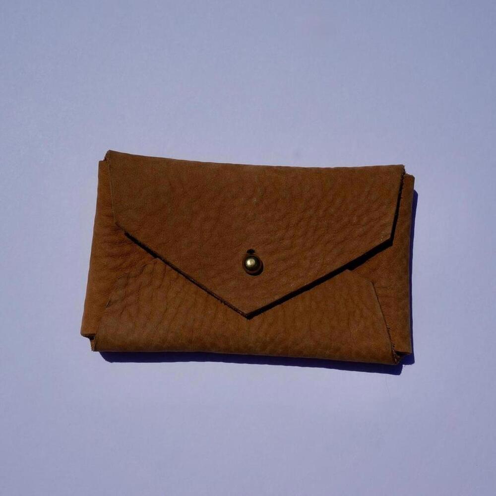 tan leather simple design cardholder envelope wallet